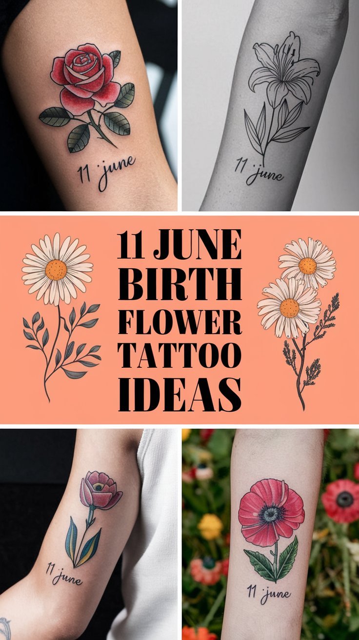 11 June Birth Flower Tattoos for Beauty and Sophistication